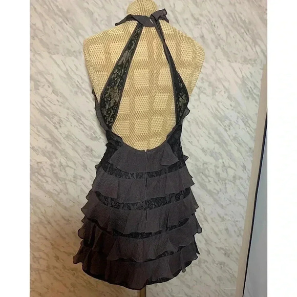 Rebecca Taylor Ruffle Dress Grey Size 4 - Picture 2 of 3